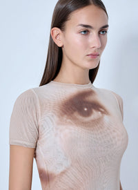 Jean Paul Gaultier Jean Paul Gaultier Women Mesh Face-Print Baby T-Shirt