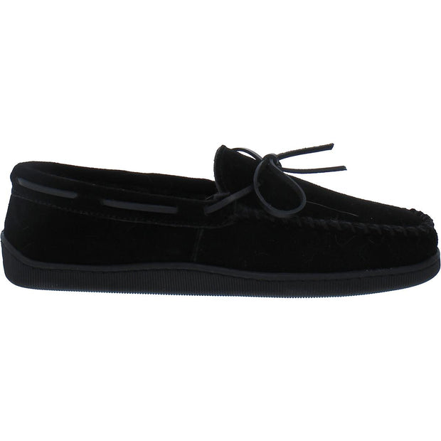 Pile Lined Hardsole Mens Suede Faux Fur Moccasin Slippers