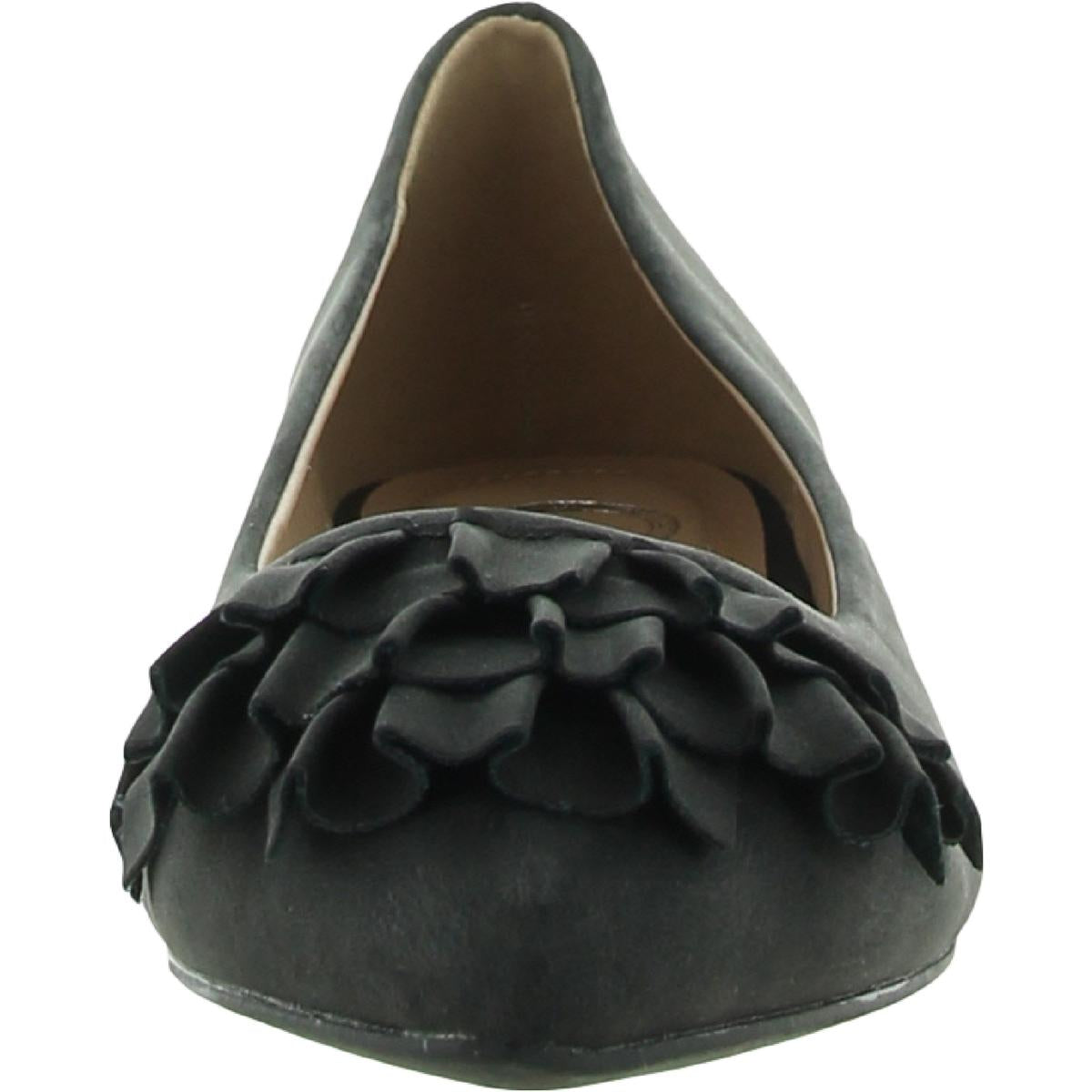 Judy Womens Ruffled Faux Leather Ballet Flats