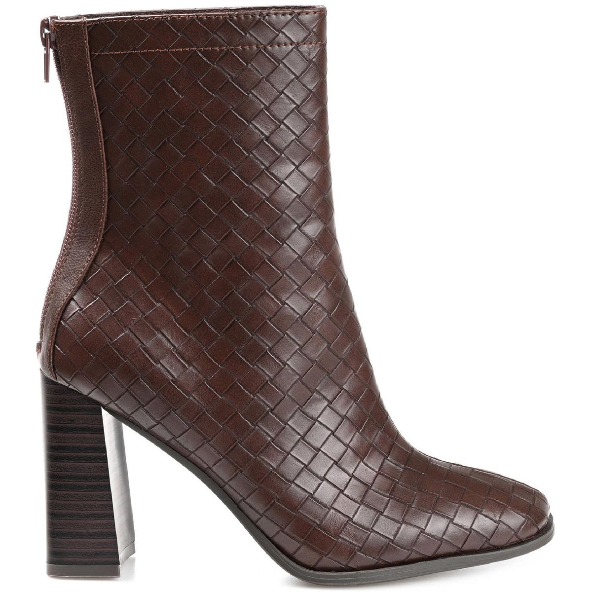 Brielle Womens Faux Leather Stacked Heel Mid-Calf Boots