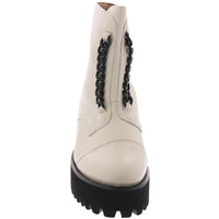 Twin Chain Womens Chain Leather Ankle Boots