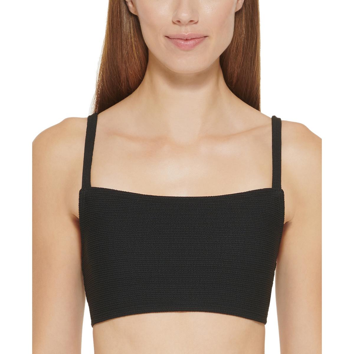 Womens Ribbed Solid Bikini Swim top