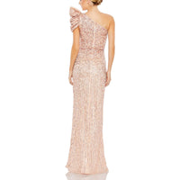 Womens Embellished One Shoulder Evening Dress