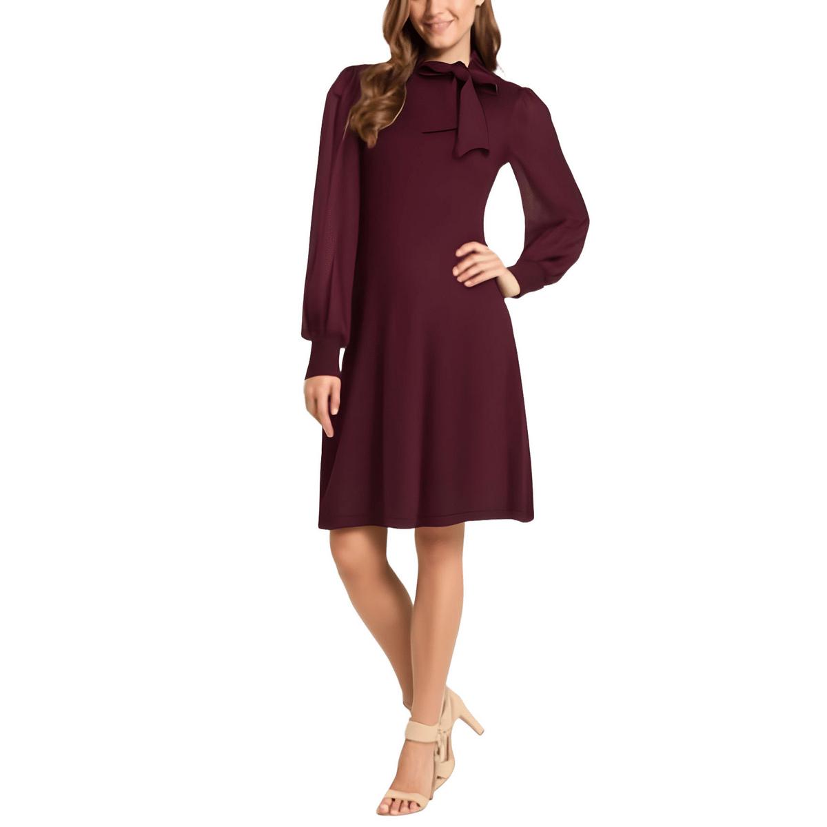 Womens Bow-Neck Knee-Length Sweaterdress