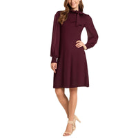 Womens Bow-Neck Knee-Length Sweaterdress