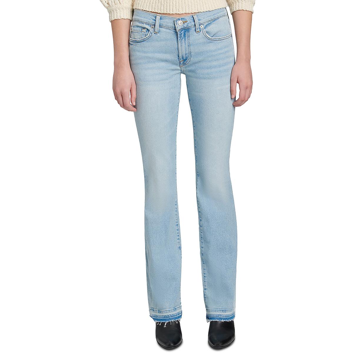 Womens Distressed Mid Rise Bootcut Jeans