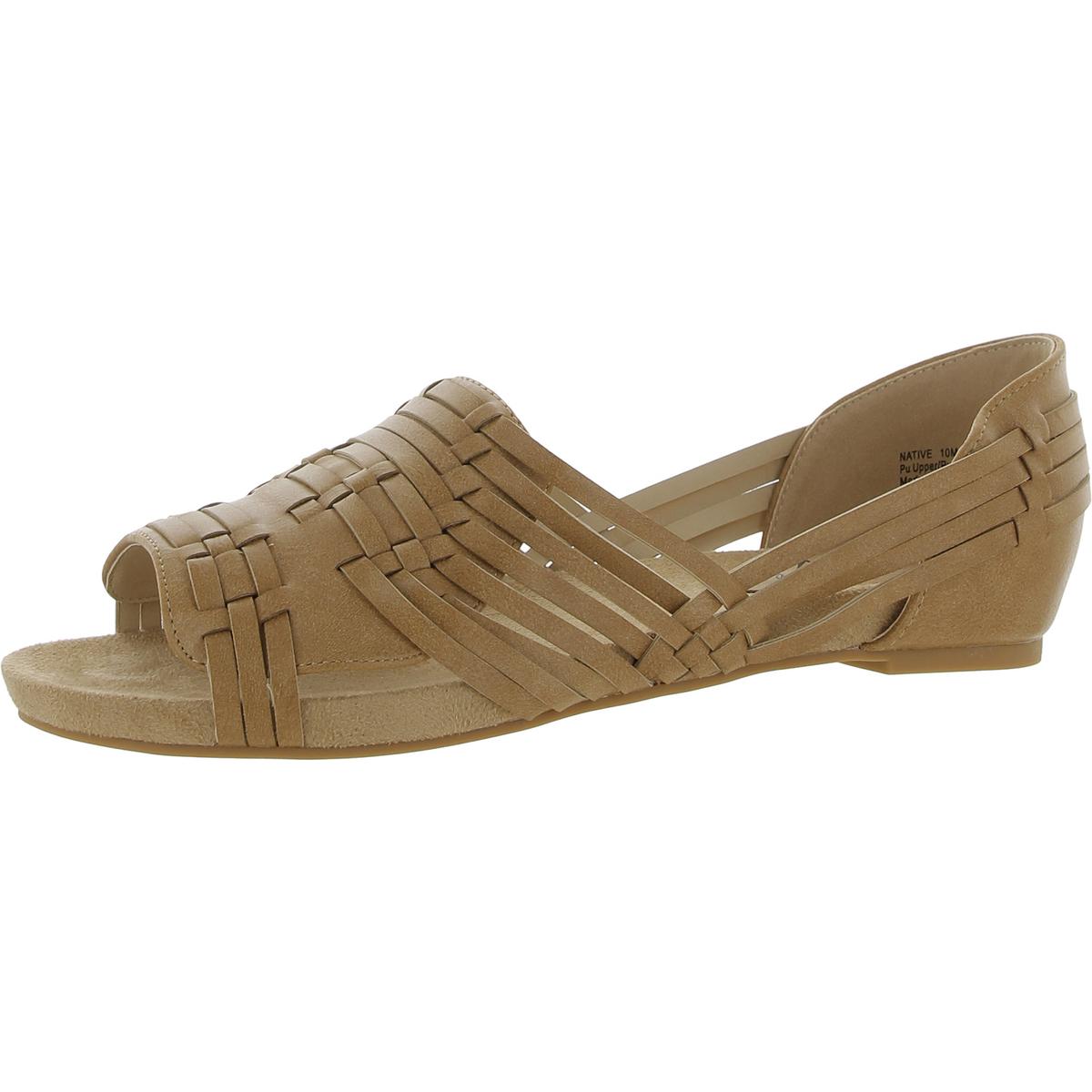 Native Womens Faux Leather Peep-Toe Huarache Sandals