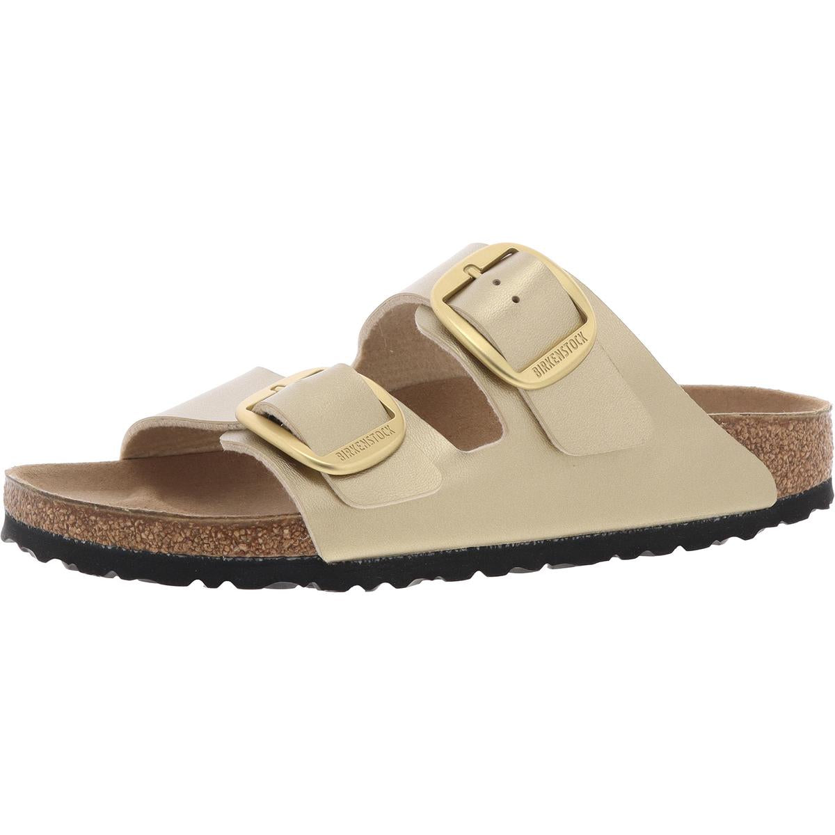 Womens Adjustable Faux Leather Slide Sandals
