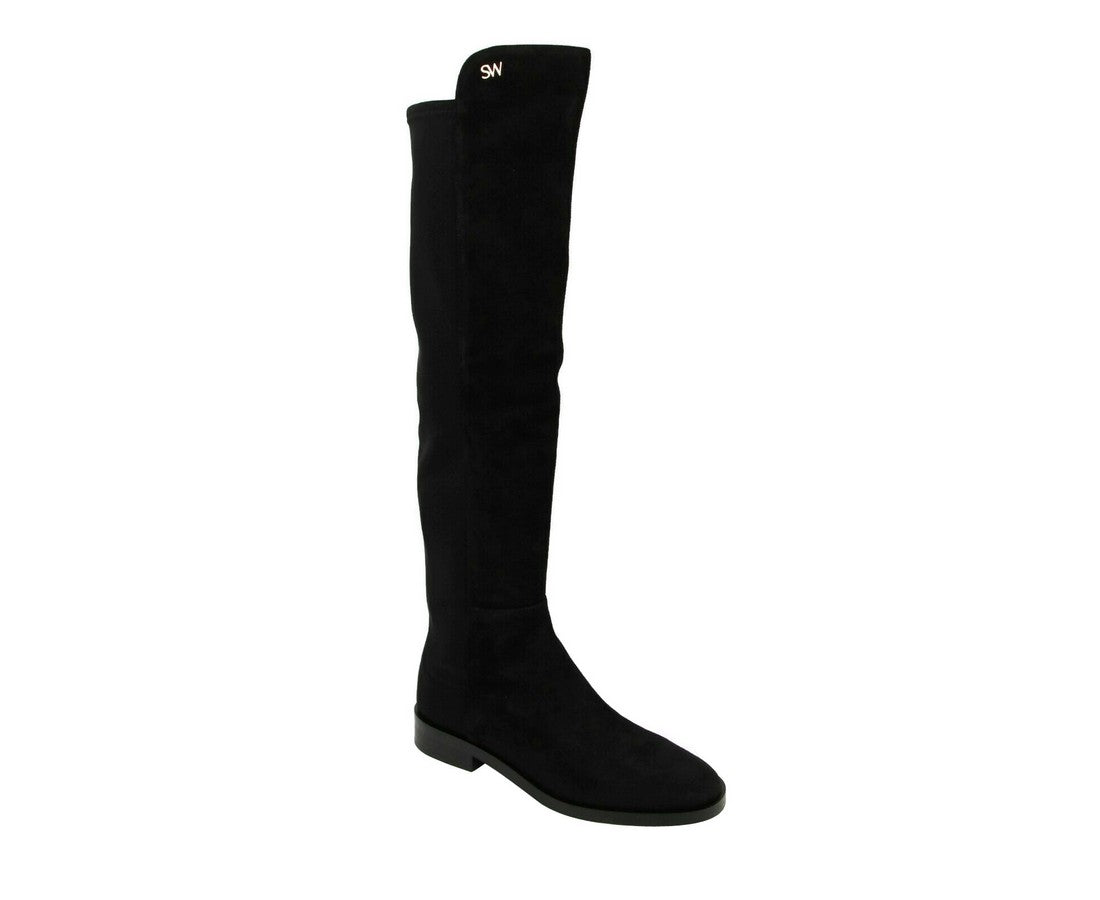 Stuart Weitzman Stuart Weitzman Women's Keelan Black Suede With Logo Over The Knee Boots