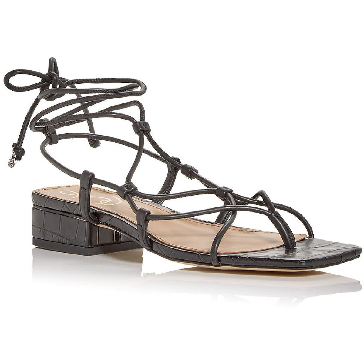 Daffy Womens Strappy Gladiator Strappy Sandals Black Nappa