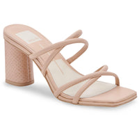 Patsi Womens Faux Leather Square Toe Block Heel Cream Leather