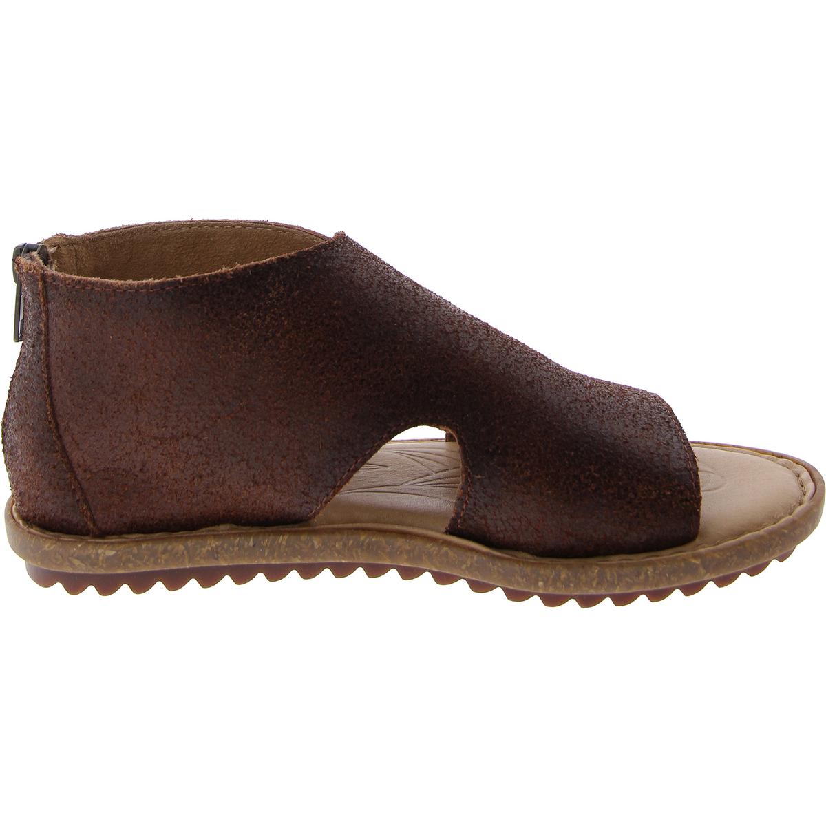 Maren Womens Leather Peep Toe Flatform Sandals