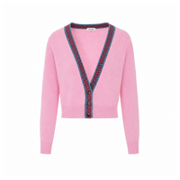 Versace Women Knit Cardigan With Contrasting Greca Motif