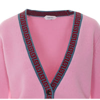 Versace Women Knit Cardigan With Contrasting Greca Motif