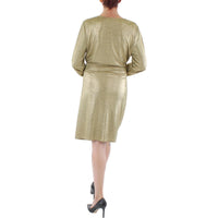 Womens Foil Print Knee-Length Midi Dress