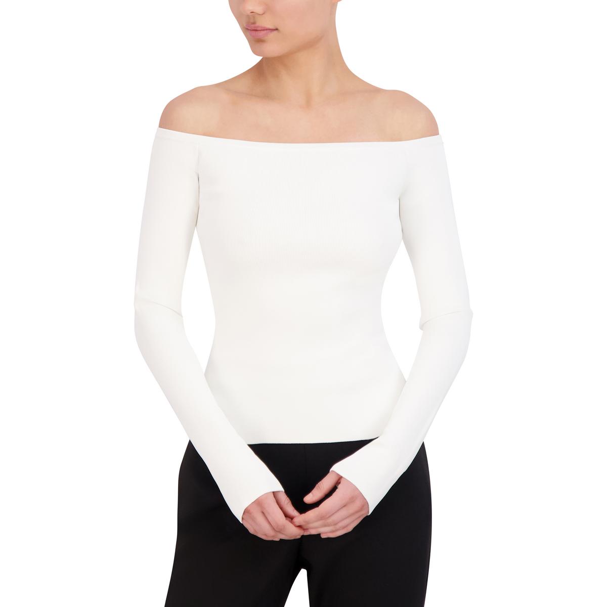 Womens Ribbed Stretch Off The Shoulder
