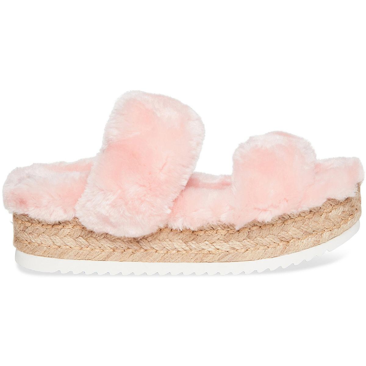 Katana Womens Faux Fur Open Toe Platform Sandals