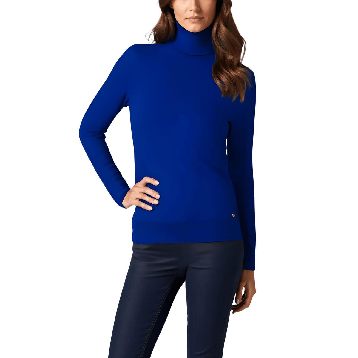 Womens Solid Cotton Turtleneck Sweater