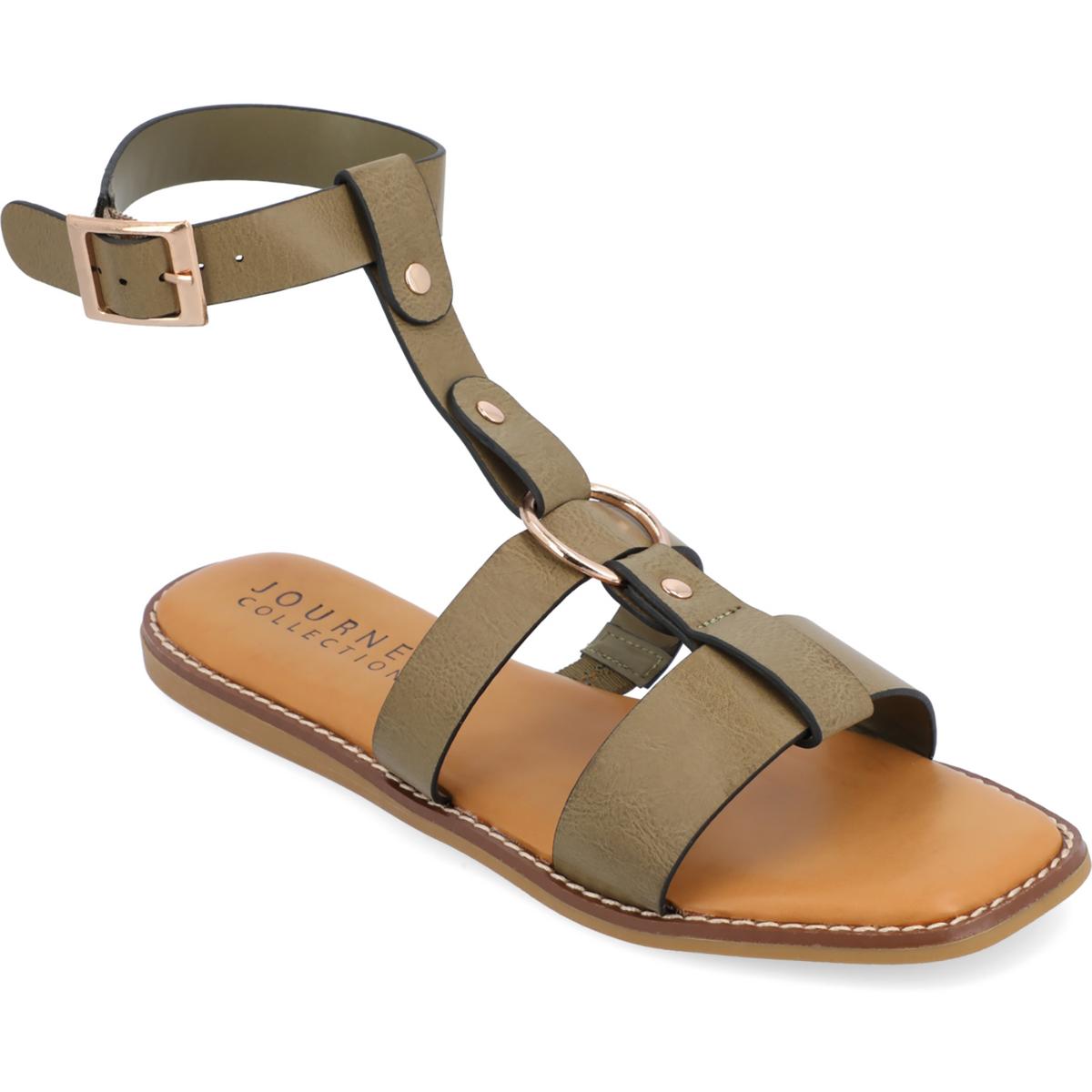 Eleanora Womens O-Ring Faux Leather Ankle Strap