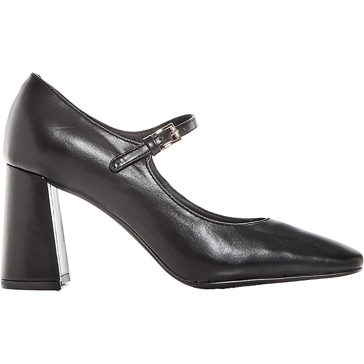 Womens Block Heel Faux Leather Mary Jane Heels