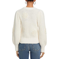 Romy Womens Crochet Cable Knit Crewneck Sweater