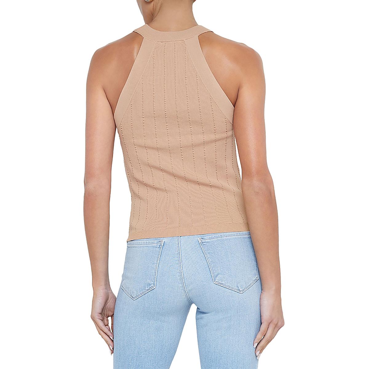 Womens Embellished Ribbed Trim Tank Top