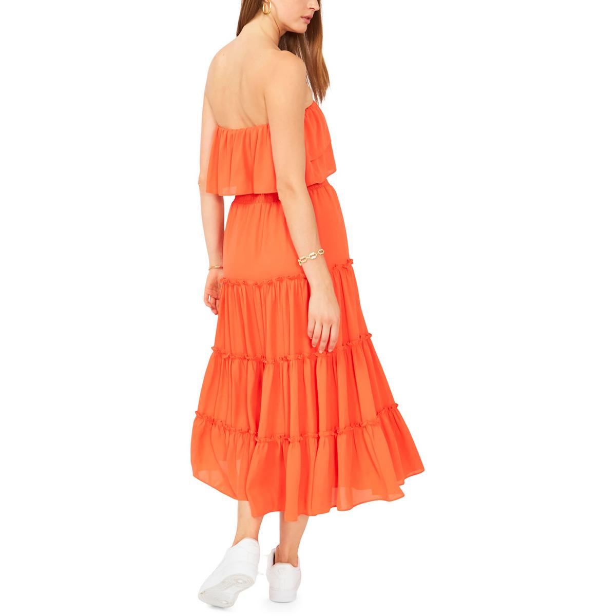Womens Tiered Knee Length Midi Dress