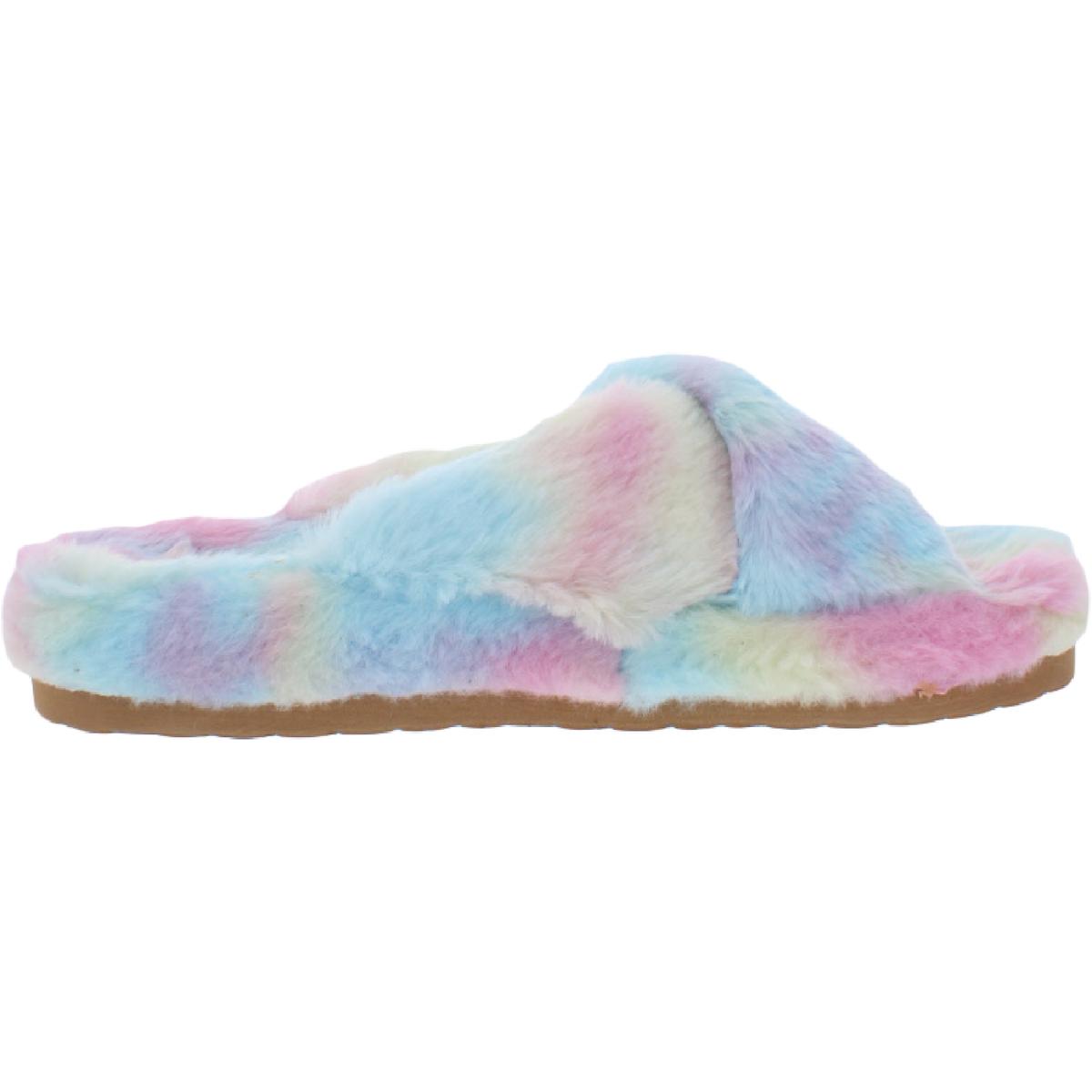 Franz Womens Slip On Faux Fur Slide Slippers