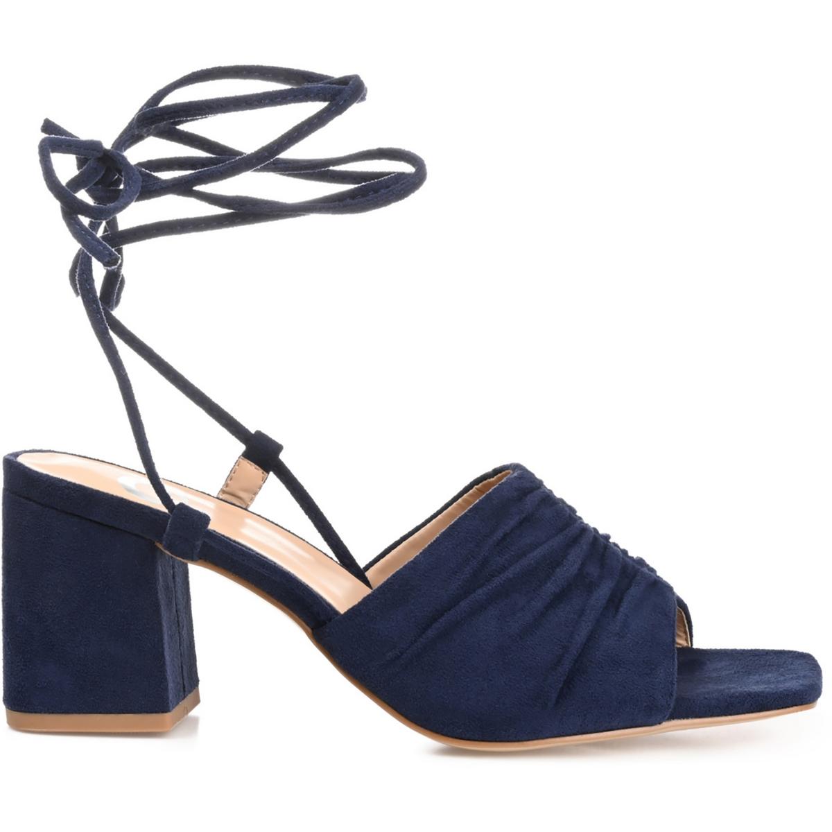 Felisity Womens Faux Suede Square Toe Lace-Up Heels