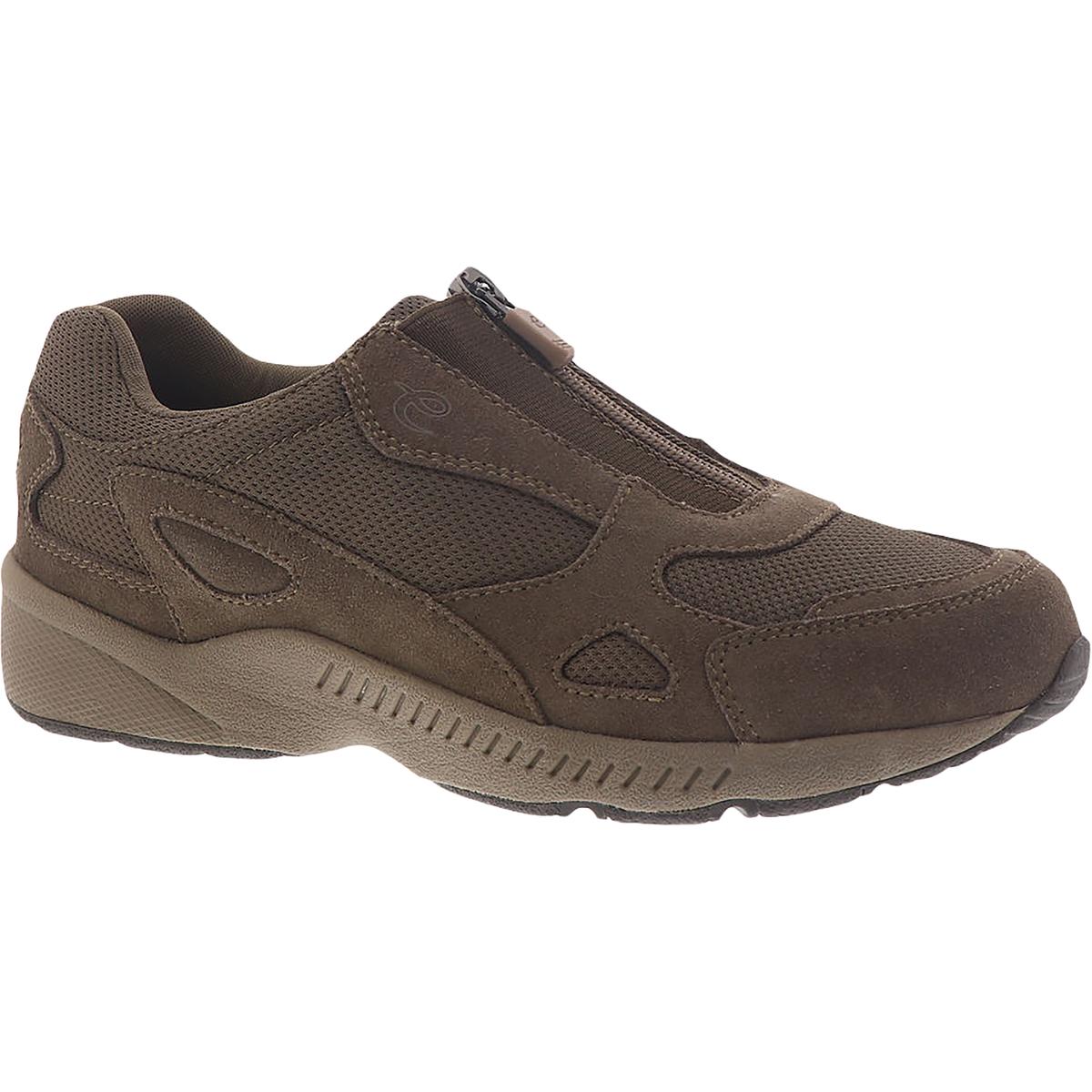 Rheal Womens Leather Zip-Up Slip-On Sneakers