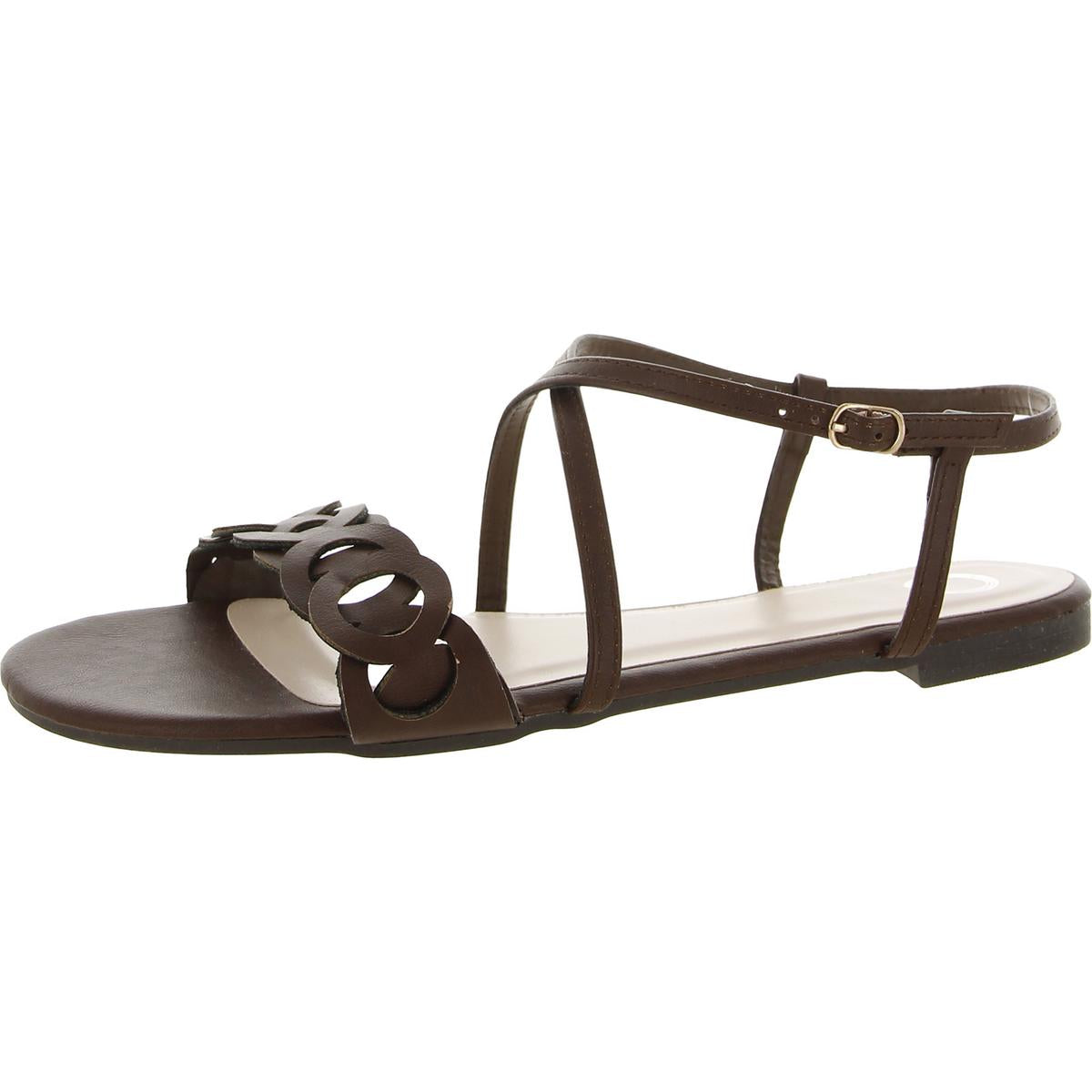 Womens Rounded Toe Strappy Ankle Strap