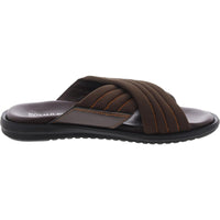 Mens Criss-Cross Leather Slide Sandals