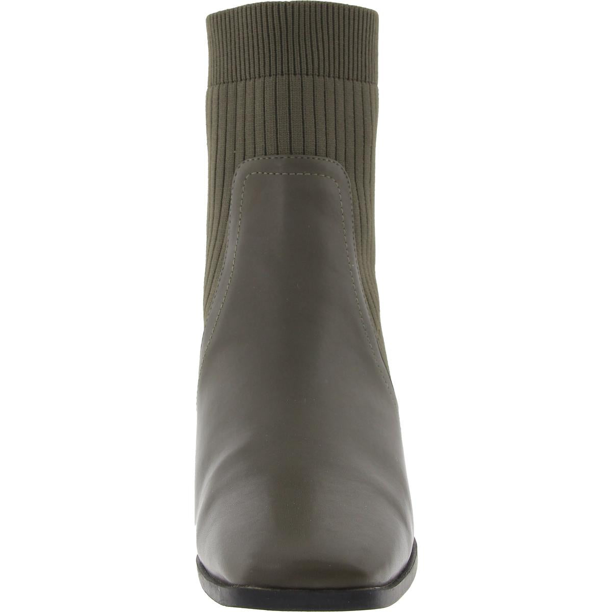 Womens Laceless Faux Leather Ankle Boots