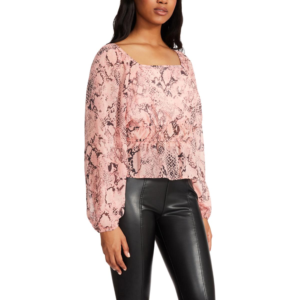 Womens Snake Print Peplum Blouse