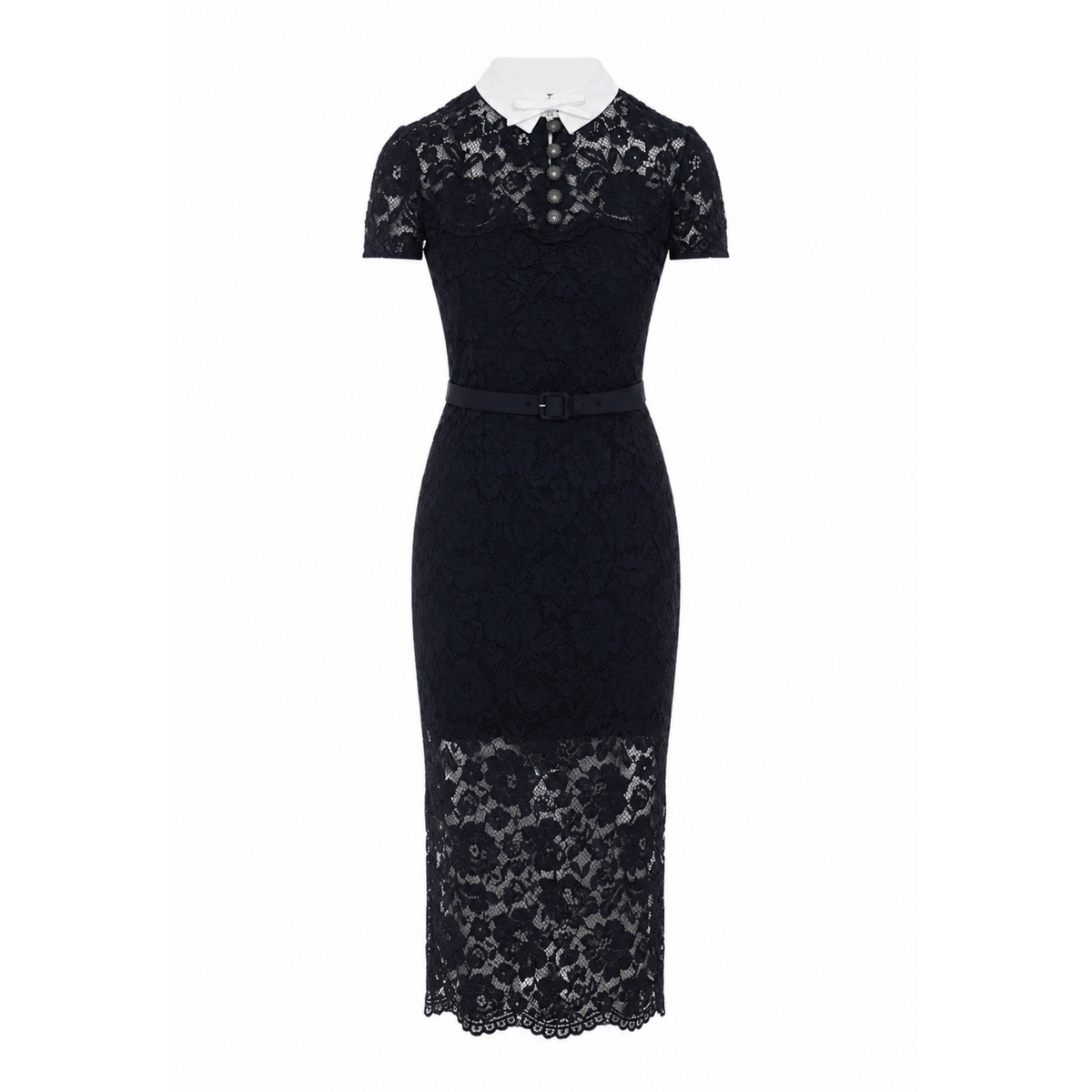 Self Portrait Women Lace Contrast Collar Midi Dress