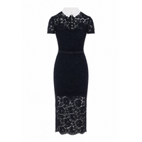 Self Portrait Women Lace Contrast Collar Midi Dress