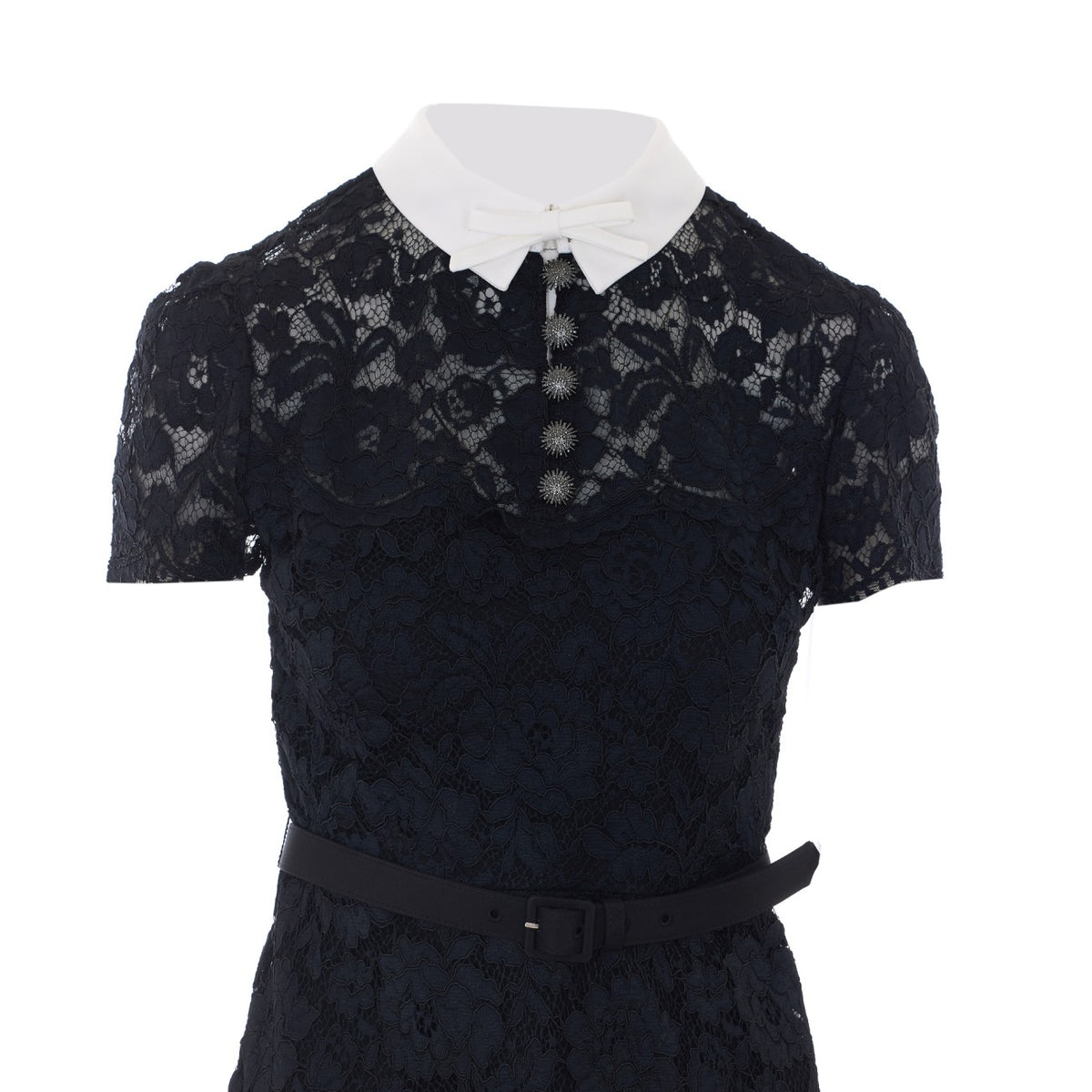 Self Portrait Women Lace Contrast Collar Midi Dress
