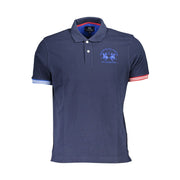 La Martina Elegant Blue Contrast Detail Polo Men's Shirt