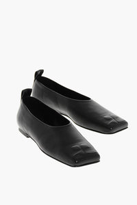 Courreges Leather Ballet Flats with Square Toe