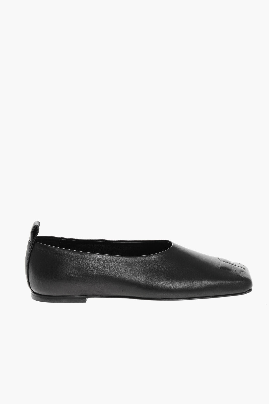Courreges Leather Ballet Flats with Square Toe
