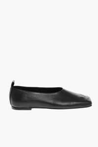 Courreges Leather Ballet Flats with Square Toe