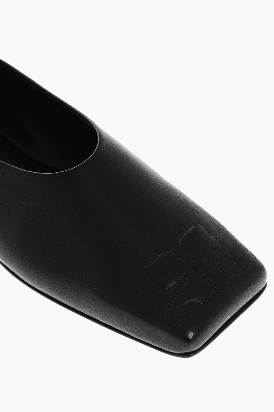 Courreges Leather Ballet Flats with Square Toe