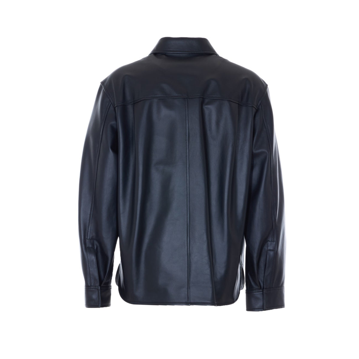 Loewe Loewe Men Leather Shirt With Mini Anagram Logo
