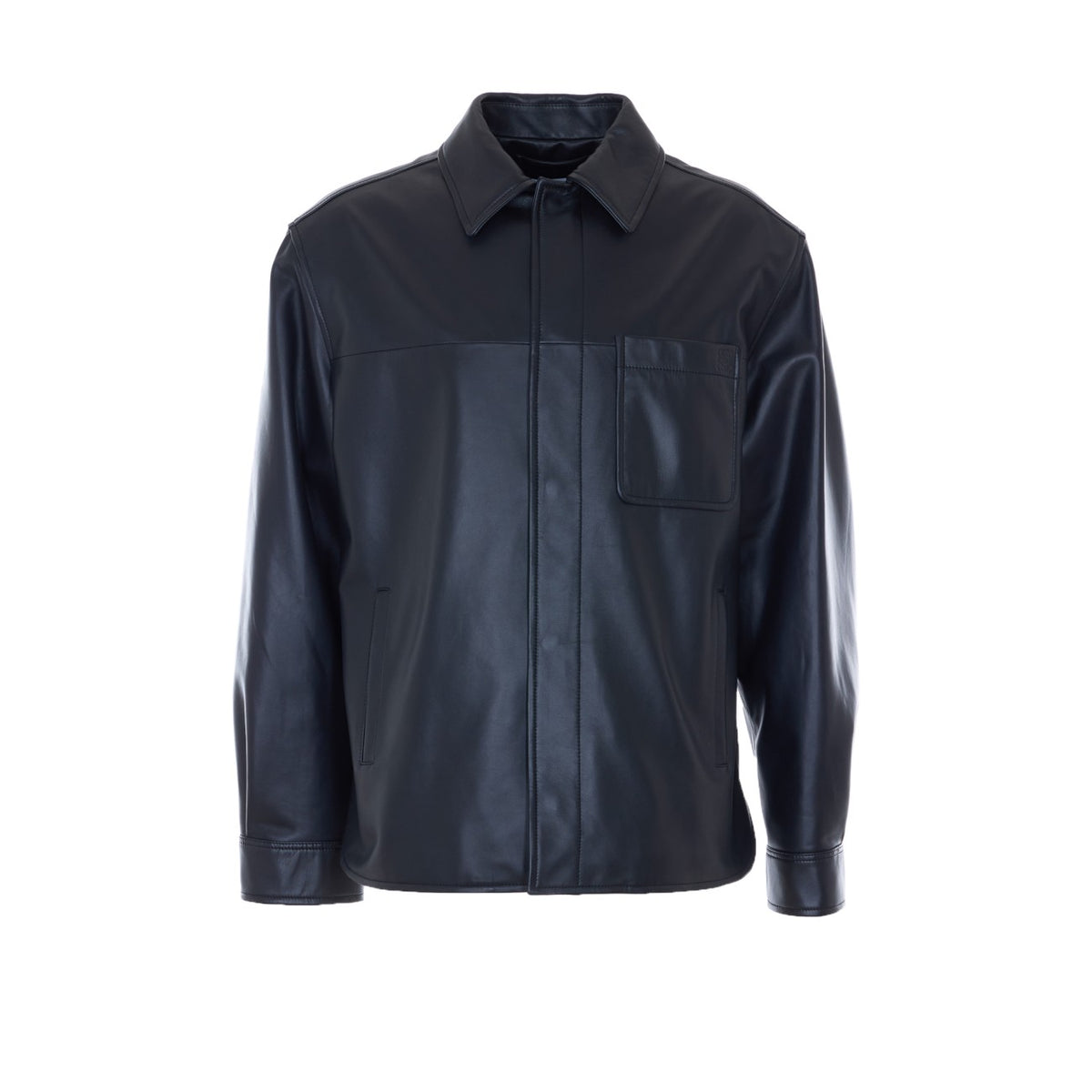 Loewe Loewe Men Leather Shirt With Mini Anagram Logo