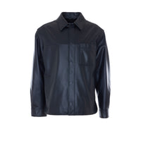 Loewe Loewe Men Leather Shirt With Mini Anagram Logo