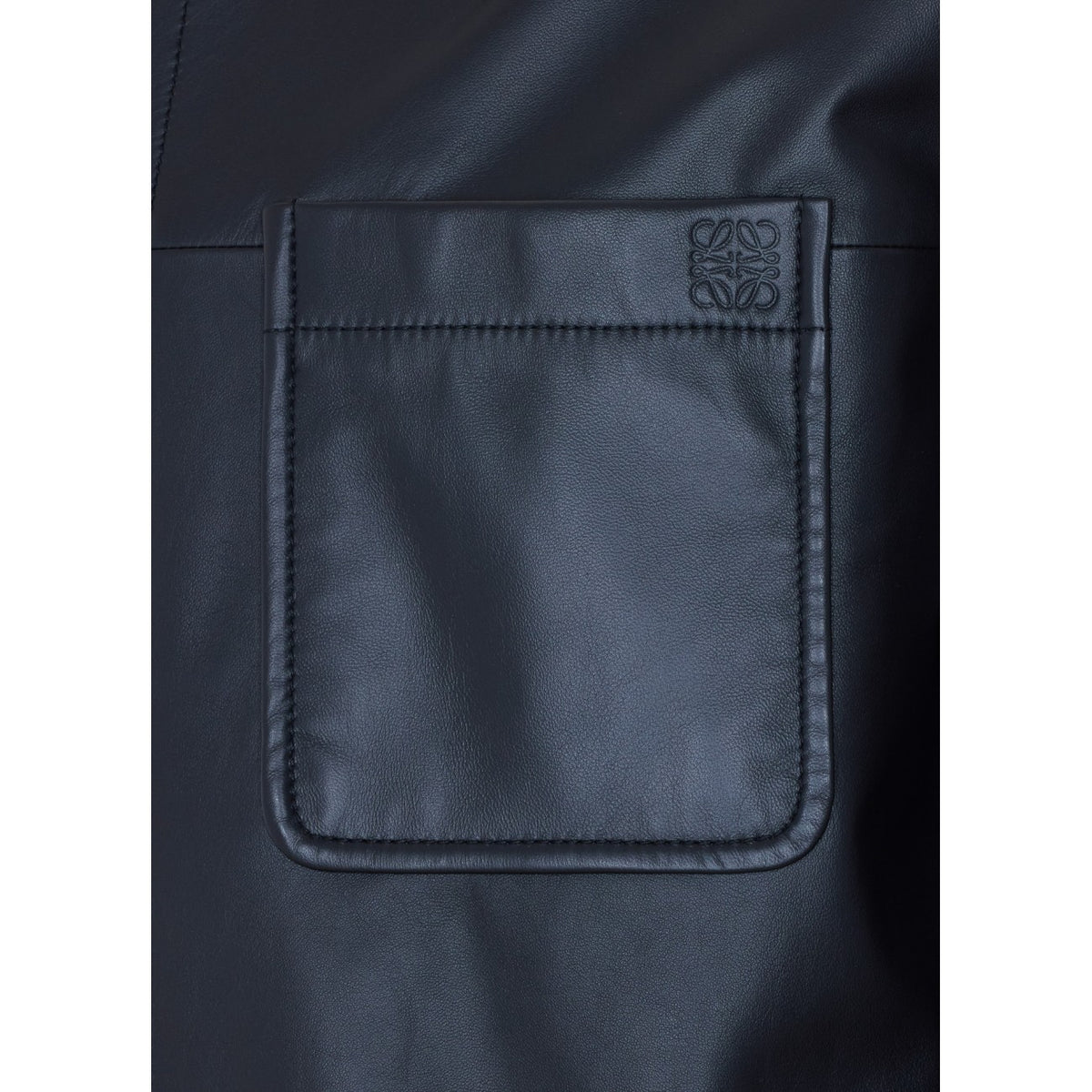 Loewe Loewe Men Leather Shirt With Mini Anagram Logo