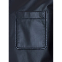 Loewe Loewe Men Leather Shirt With Mini Anagram Logo