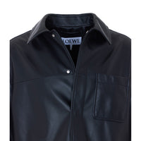 Loewe Loewe Men Leather Shirt With Mini Anagram Logo