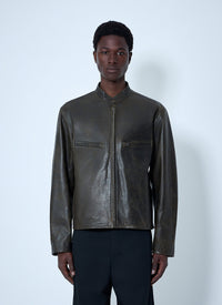 Lemaire Men Leather Zip Jacket