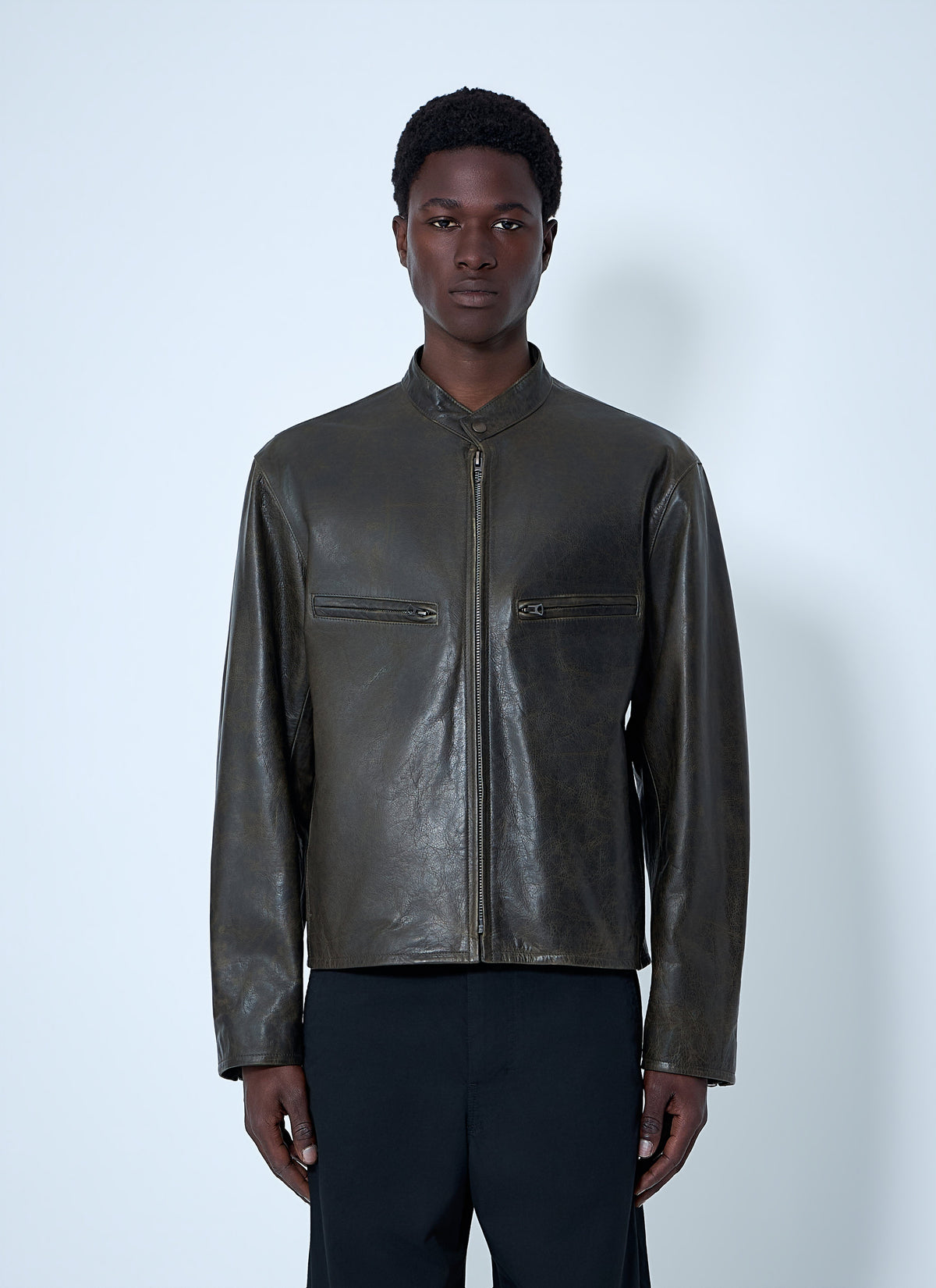 Lemaire Men Leather Zip Jacket